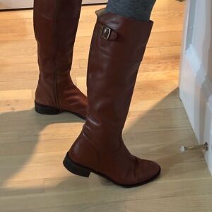 Saks Fifth Avenue rust brown Leather Knee-High Boots size 10 made In Italy
